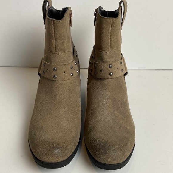 Korks by Kork-Ease Harness Ankle Boots 8 Moto Cassandra Suede Western Leather - Picture 3 of 13